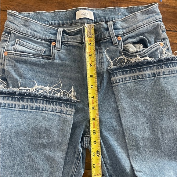 Loft Outlet flare crop blue distressed denim jeans size 29/8 - Picture 10 of 12